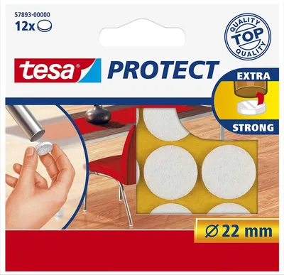 Produktbild von tesa Protect Filzgleiter weiß Durchmesser: 22 mm 12 Stück