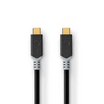 Image de Câble USB | USB 3.2 Gen 2x2 | USB-C™ mâle | USB-C™ mâle | 100 W | 4K@60Hz | 20 Gbps | Plaqué or | 1,00 m | Rond | PVC | Anthracite | Boîte avec fenêtre
