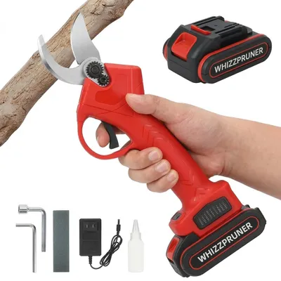 Obrázok produktu pre 3-balenie 150 V elektrických nožníc na konáre, vysoko výkonné nožnice na konáre s ergonomickou rukoväťou + 2x 1500 mAh lítium-iónové batérie s nabíjačkou - WHIZZBATT