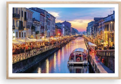 Produktbild von Gerahmtes Poster - Rahmen in heller Eiche - Kanal Grande Abend - 91,5x61 cm - Wand Bild - Wanddeko - Wandbilder - Wandposter - Bilderrahmen - Bilder - Kunstdruck - Wandbild - P2NAA91x61-4331