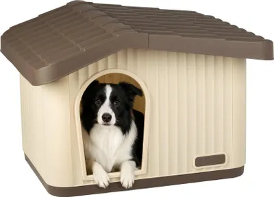 Produktbild von VOUNOT® Katzenhaus & Hundehütte Indoor Outdoor, Haustierhaus Winterfest und Wetterfest 75 x 63 x 51 cm, Beige