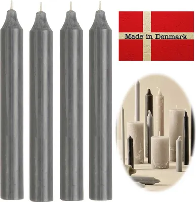 Produktbild von LS-LebenStil Exklusive Stabkerzen Ribe 4´er Set Grau 18x2,2cm Tafelkerzen Spitzkerzen perfekte Tischdeko Hochzeit Taufe Advent Weihnachten