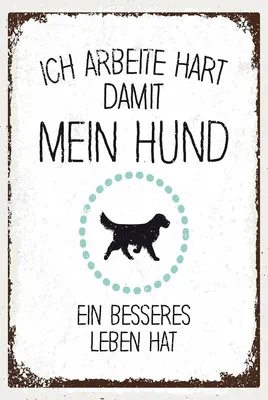 Produktbild von vianmo Holzschild 18x12 cm Hund Ich arbeite hart damit mein