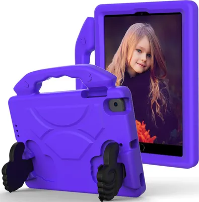 Produktbild von Mobigear Thumbs Up iPad Mini 5 (2019) Tablet Hülle für Kinder mit Tragegriff - Lila