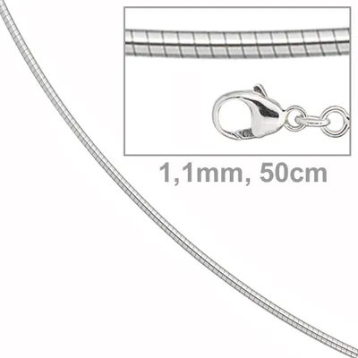 Produktbild von JOBO Halsreif 585 Gold Weißgold 1,1 mm 50 cm Karabiner