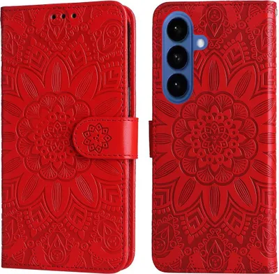 Produktbild von Mobigear Sonnenblumen-Handyhülle für Samsung Galaxy S26 Plus, Klapphülle mit Geldbörsenfunktion - Rot