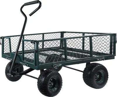 Immagine prodotto di Carrello da giardino - Carrello di trasporto - Carrello per il giardino - Carrello trainato - Carrello manuale - Nero - Capacità di carico: 350 kg