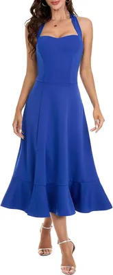 Image de Robe de cocktail habillée, élégante et légère, bleue, taille M