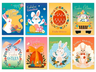 Produktbild von Glückwunschkarten Ostern 100 Stück 8 Motive