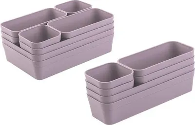 Produktbild von Famanu Organizer für Schublade, Kunststoff Aufbewahrungsboxen, flexible Schubladeneinteilung - Lichtlila