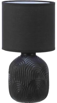 Produktbild von B&S Keramik Tischlampe mit Stoffschirm Rund E27 Höhe 34 cm schwarz