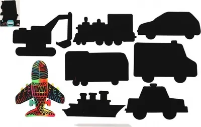 Produktbild von 8 Kratzbilder, bunte Verkehrsmittel, Motivvielfalt, Größe 14-15 cm