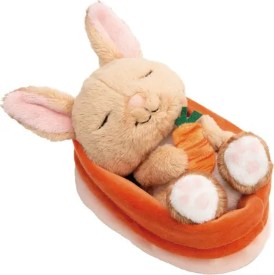 Produktbild von NICI 61584 Kuscheltier Hase mit Karotte 12cm im pfirsichfarbenen Körbchen