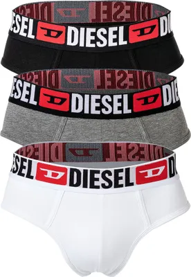 Produktbild von DIESEL Herren Slips, 3er Pack - UMBR-ANDRETHREEPACK, Briefs, Baumwolle Stretch, einfarbig Schwarz/Grau/Weiß M