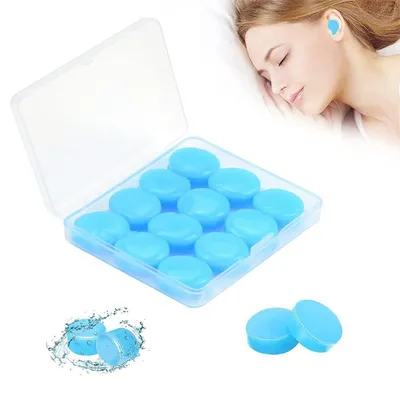 Produktbild von Ohrstöpsel zum Schlafen, 6 Paar Silikon, geräuschunterdrückend, blau, Einheitsgröße