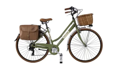 Image de Vélo de Ville Dolce Vita by Canellini OLDSTYLE femme avec sacoches et panier - Vert olive M