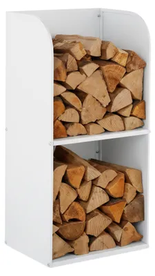 Obrázek produktu pro Relaxdays regál na dřevo, VxŠxH: 80x40x30 cm, 2 přihrádky, regál na palivové dřevo, nařezané dřevo, palivové dřevo, železo, bílý