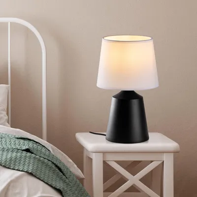 Produktbild von Opviq, Hochwertige Tischlampe (E27, 40W) Schwarz-Weiß, 28 x 28 x 49 cm | IP20