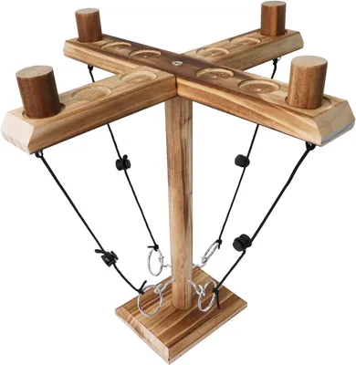Produktbild von Hook Ringwurfspiel für Erwachsene, TikTok Toy Haken- und Ringwurf-Kampfspiel für 4 Spieler, Handgefertigte Holzschleifen-Wurfhaken