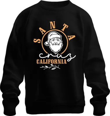 Obrázek produktu pro Santa Cruz California Santa Claus Christmas Beach Retro Uni mikina, černá, M