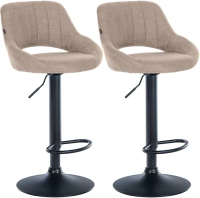 Produktbild von CLP 2er Set Barhocker Milet Stoffbezüge höhenverstellbar drehbar mit Rückenlehnen taupe Material Gestell Metall matt schwarz