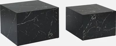 Produktbild von sweeek - 2er-Set quadratische Couchtische mit Marmorlook - Schwarz