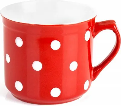 Zdjęcie produktu dla Kubek ceramiczny BIG 660 ml, czerwony w kropki