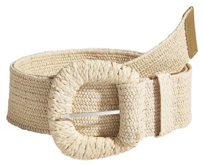Image de Ceinture en paille pour femmes, ceinture tressée avec boucle ronde, ceinture en rotin pour la taille