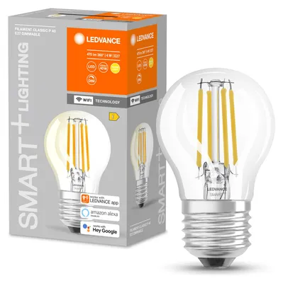 Obrázek produktu pro LEDVANCE SMART+ WiFi Filament Mini Bulb Dimmable, Chytrá žárovka, Wi-Fi, Průhledná, Integrovaná LED, E27, Teplá bílá