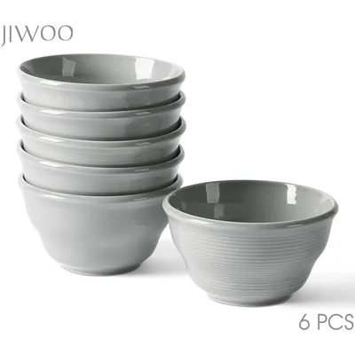 Produktbild von 6-teiliges Schalen Set Ø11,7 cm Keramik Müslischalen, Dessert-, Snack- & Eisschalen für 6 Personen – mikrowellen- & spülmaschinenfest