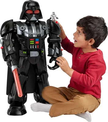 Produktbild von Fisher-Price Imaginext STAR WARS Darth Vader-Bot, ca. 60 cm großes Spielzeug, Lichter, Geräusche und Sturmtruppler Die-Cast Figurenschlüssel, 3 Jahr(e), Mehrfarbig, Kunststoff