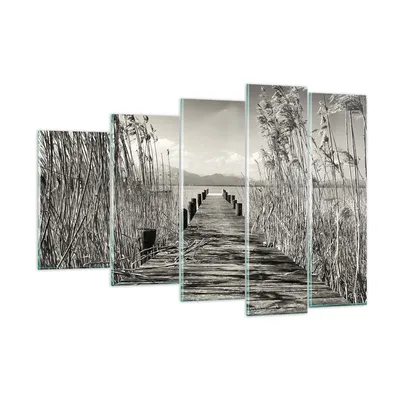 Produktbild von Bilder auf glas - 5 Teile - Brücke Pier Sepia - 150x100cm - Glasbilder - Wandbilder - Bilder - zum Aufhängen bereit - Wanddekoration aus Glas - Glas Bilder - Wandbild auf Glas - GEG150x100-4928
