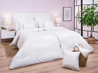 Produktbild von Leinen Satin Gral weiß gestreift 0,8 cm 140x220, 70x90 cm