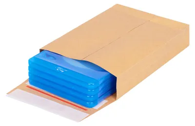 Produktbild von 50 Faltentaschen 570x450x100 mm mit Klotzboden, doppelte Haftklebung und Aufreißfaden Versandtasche