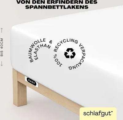 Produktbild von schlafgut Easy Jersey Elasthan Boxspring Spannbettlaken 90x190 - 100x220cm Full-White Spannbetttuch  Baumwollgemisch