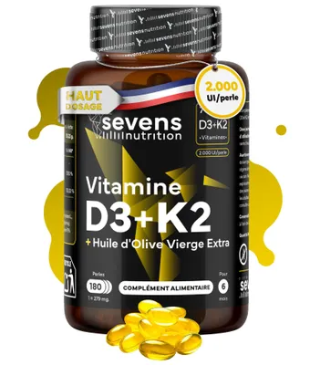 Image de Gélules de vitamine D3 et K2 4 000 UI avec MK7, 180 gélules – Sevens