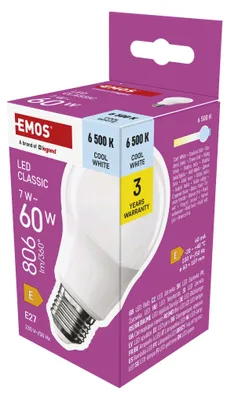 LED žárovka Classic A60 / E27 / 7 W (60 W) / 806 lm / Studená bílá