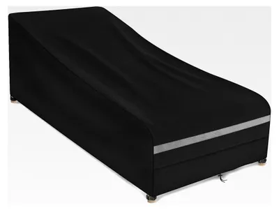 Produktbild von Wasserdichte Abdeckung für Gartenliege, Schutzhülle mit Belüftungsöffnung, winddicht, UV-beständig, robustes 420D Oxford-Gewebe, Abdeckplane für Liegestuhl, 200x75x40/70cm - Schwarz