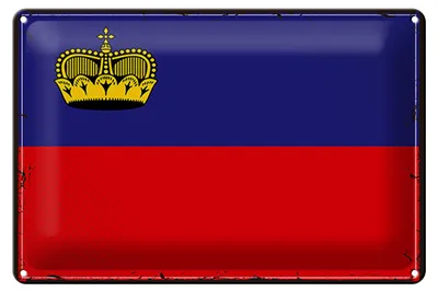 Produktbild von Blechschild Flagge Liechtenstein 30x20cm Retro Flag