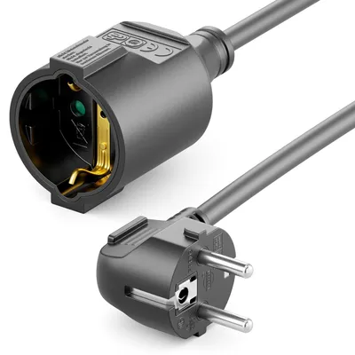 Produktbild von deleyCON 10m Stromkabel Verlängerungskabel Schutzkontakt Strom Kabel Netzkabel Verlängerung 16A 3680W Haushalt Büro Werkstatt Multimedia Schwarz