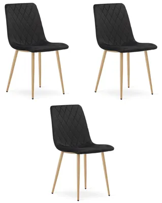 Productafbeelding van Turin gestoffeerde stoel, zwart fluweel, met poten in houtlook (x3)