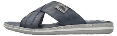 Produktbild von Rieker Herren Pantolette aus beschichtetem Leder mit Kreuzbandage 21082, Größe:44 EU, Farbe:Blau
