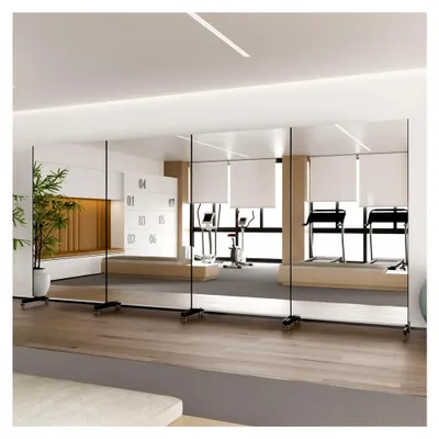 Produktbild von Ganzkörperspiegel 170x100cm, großer Fitnessraum Spiegel mit Rollen, 360° drehbarer Standspiegel, unzerbrechlicher Schwenkspiegel für Yoga, Schlafzimmer, Wohnzimmer, Geschäft, Schwarz