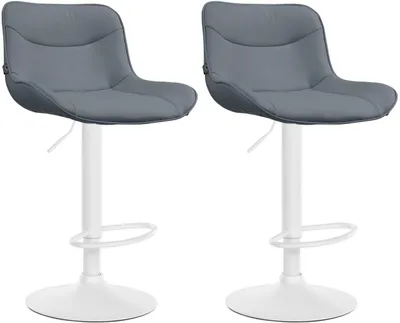 Produktbild von 2er Set Barhocker Vonore Kunstleder weiß grau
