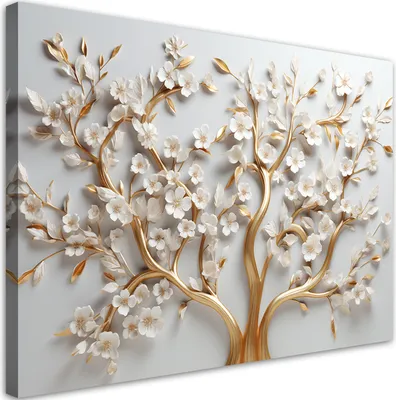 Produktbild von Leinwandbild Goldene Magnolie 3D-Glamourblüte 60x40 Feeby Gold bild für die wand bereit zum aufhängen