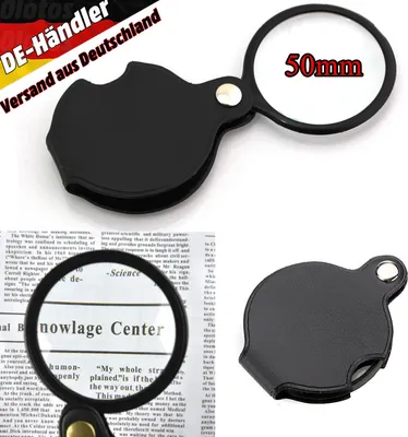 Produktbild von 5 Fach Lupe Vergrößerungsglas Taschenlupe Leselupe Juwelierlupe Glas Leuchtlupe 50mm