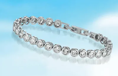 Produktbild von Crystal blue Tennisarmband silber funkelnde Zirkonia Länge 17 cm + Verlängerung