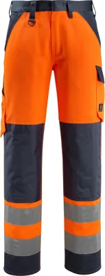 A pair of high-visibility work pants.