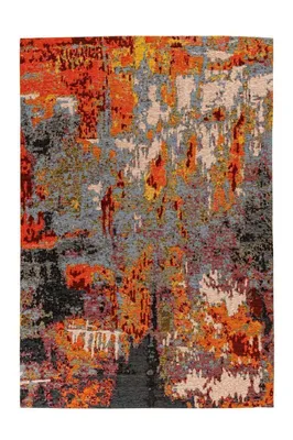 Produktbild von Famanu Teppich Patchwork Blumenmuster - Rot, Schwarz, Orange, Beige, 80 x 150 cm