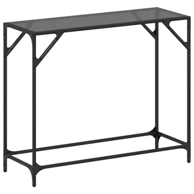 Obrázek produktu pro Konzolový stolek s černou skleněnou deskou 98 x 35 x 81 cm ocel